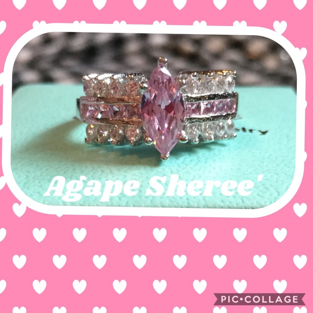 Pink Marquise Cut Ring Sterling Silver